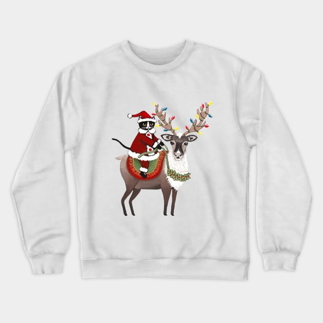 Santa Claws and Reindeer Crewneck Sweatshirt by KilkennyCat Art